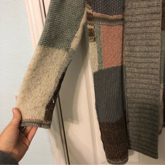 Anthropologie Sleeping On Snow Patch Knit Color-block Wool Blend Cardigan - Picture 4 of 7